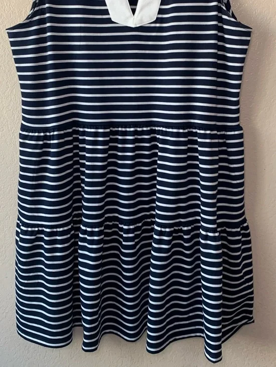 NAUTICA JEANS Blue White Tiered Collar Nautical Midi Dress Size XXL - Picture 7 of 10